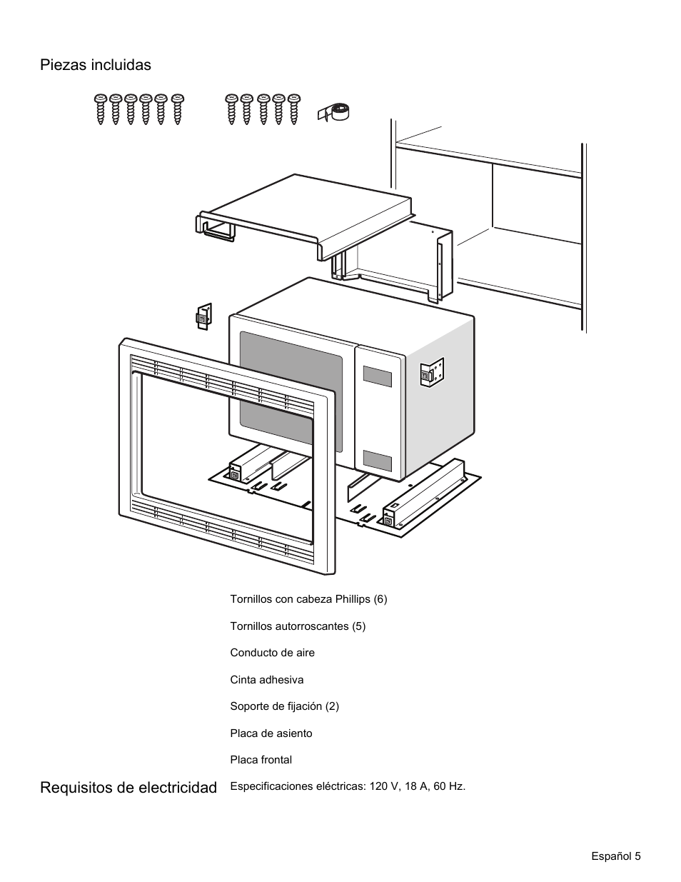 Piezas incluidas, Requisitos de electricidad | Thermador MCT30E User Manual | Page 33 / 44