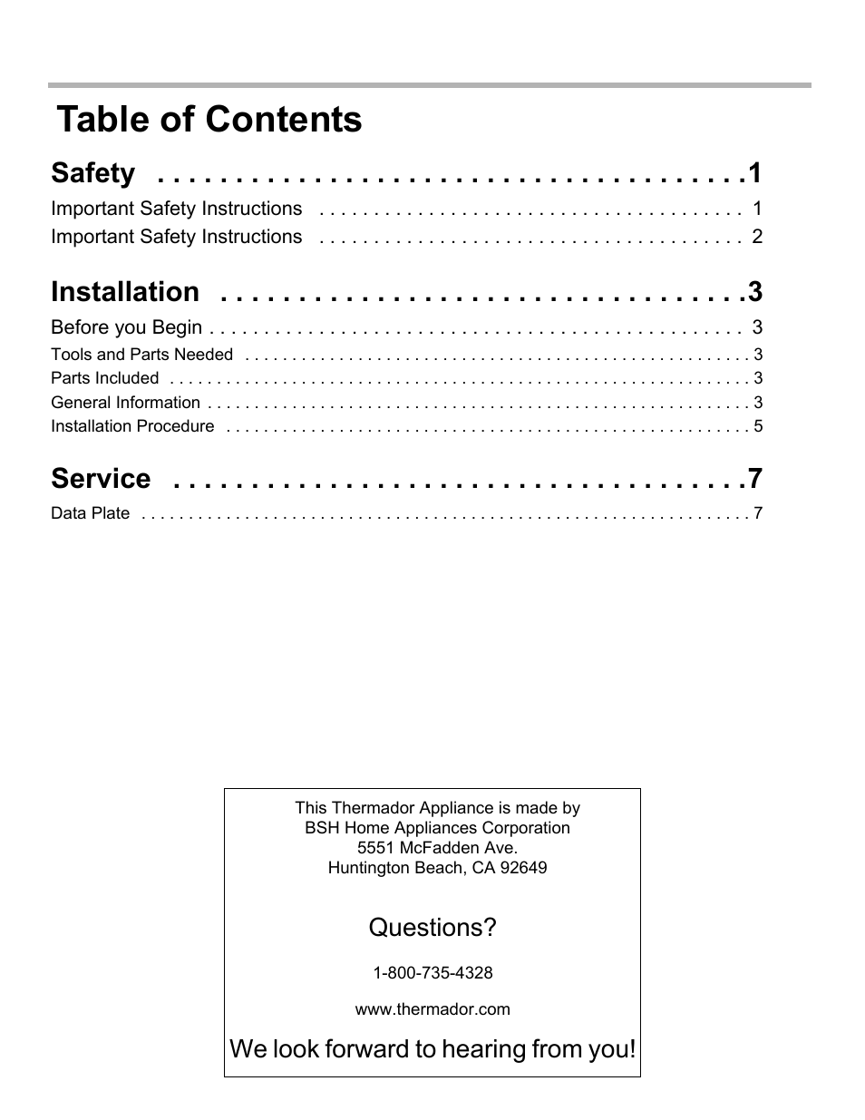 Thermador WD30  EU User Manual | Page 2 / 28