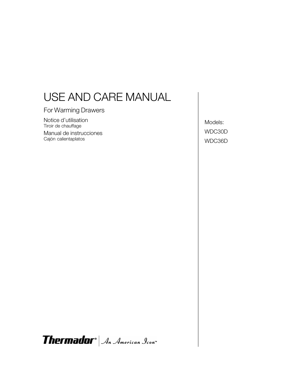 Thermador WDC36D User Manual | 48 pages