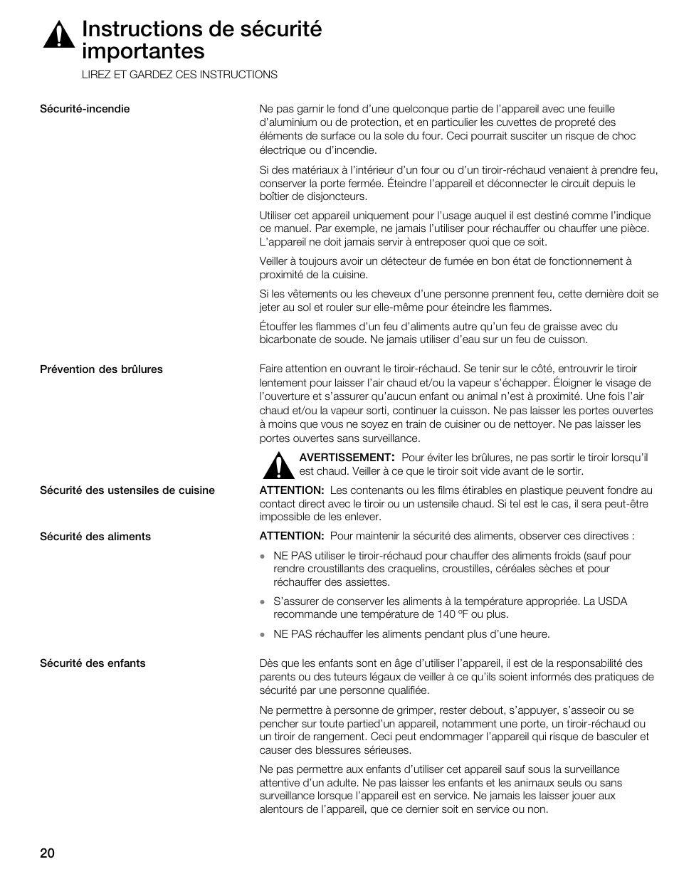 Instructions de sécurité importantes | Thermador WDC36D User Manual | Page 20 / 48