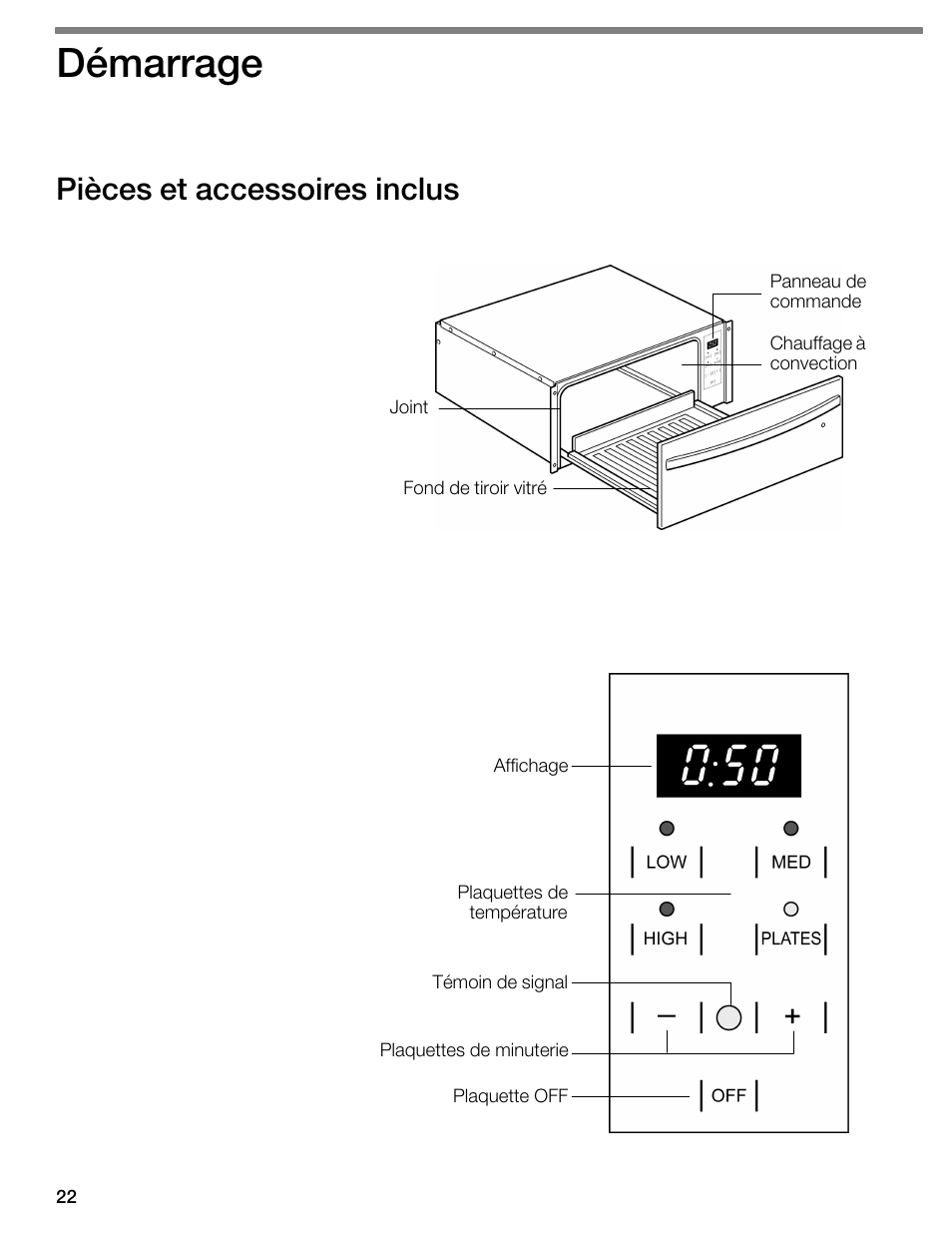 Démarrage, Pièces et accessoires inclus | Thermador WDC36D User Manual | Page 22 / 48
