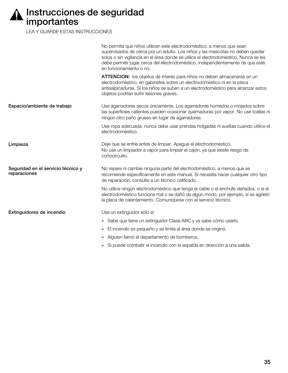Instrucciones de seguridad importantes | Thermador WDC36D User Manual | Page 35 / 48