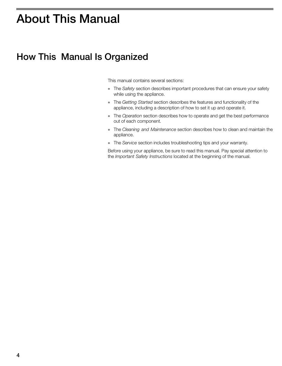 About this manual, How this manual is organized | Thermador WDC36D User Manual | Page 4 / 48