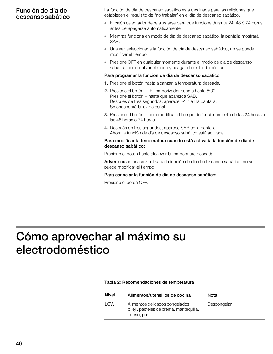 Cómo aprovechar al máximo su electrodoméstico | Thermador WDC36D User Manual | Page 40 / 48