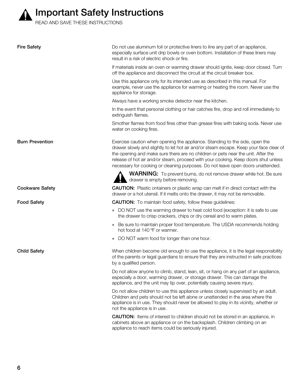 Important safety instructions | Thermador WDC36D User Manual | Page 6 / 48
