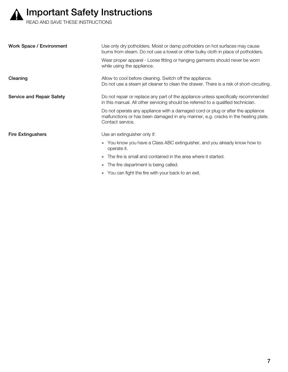 Important safety instructions | Thermador WDC36D User Manual | Page 7 / 48