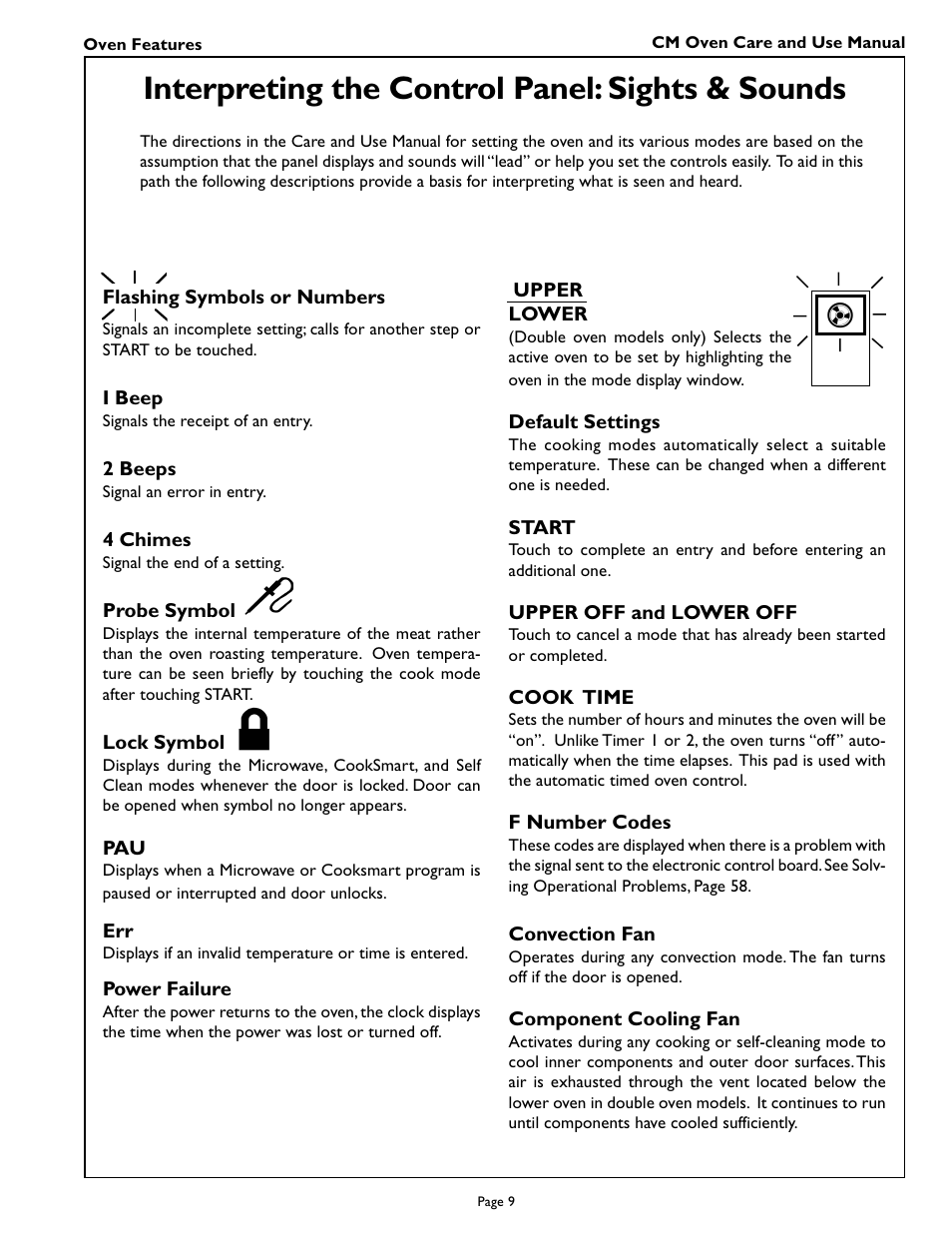 Interpreting the control panel: sights & sounds | Thermador CM301 User Manual | Page 11 / 64
