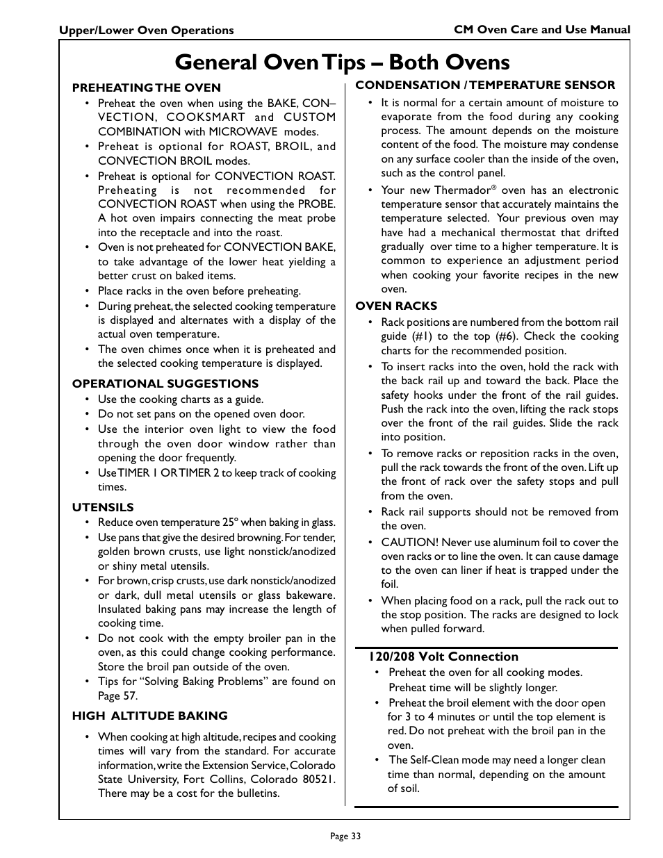 General oven tips – both ovens | Thermador CM301 User Manual | Page 35 / 64