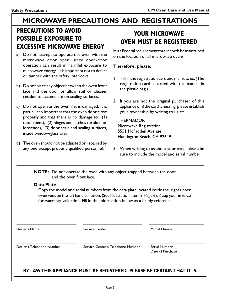 Thermador CM301 User Manual | Page 4 / 64