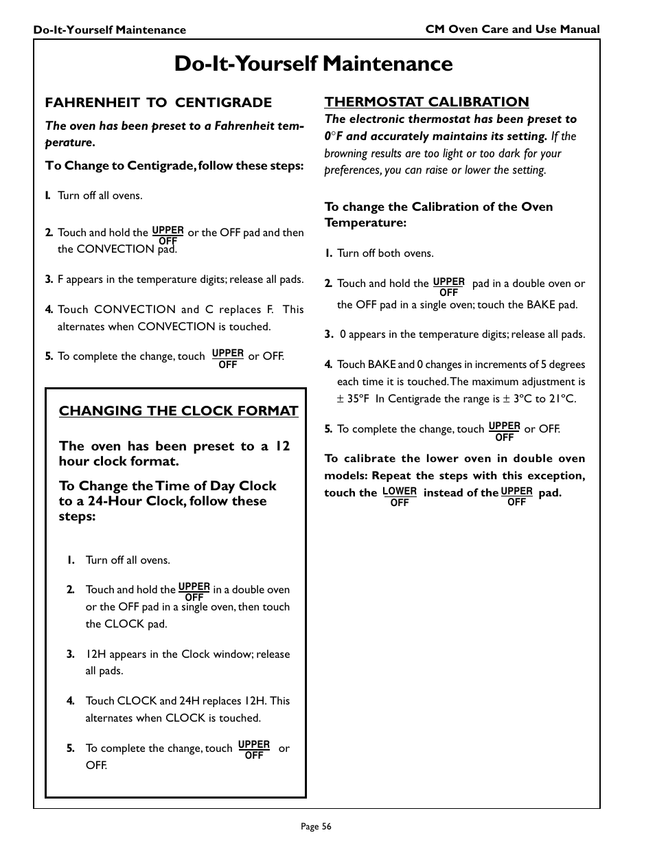 Do-it-yourself maintenance | Thermador CM301 User Manual | Page 58 / 64