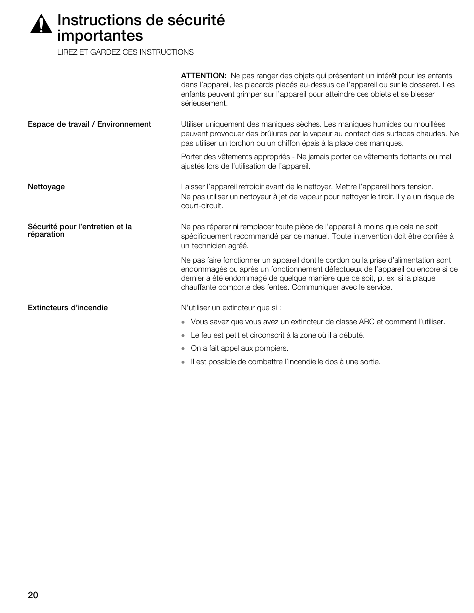 Instructions de sécurité importantes | Thermador WDC36 User Manual | Page 20 / 44