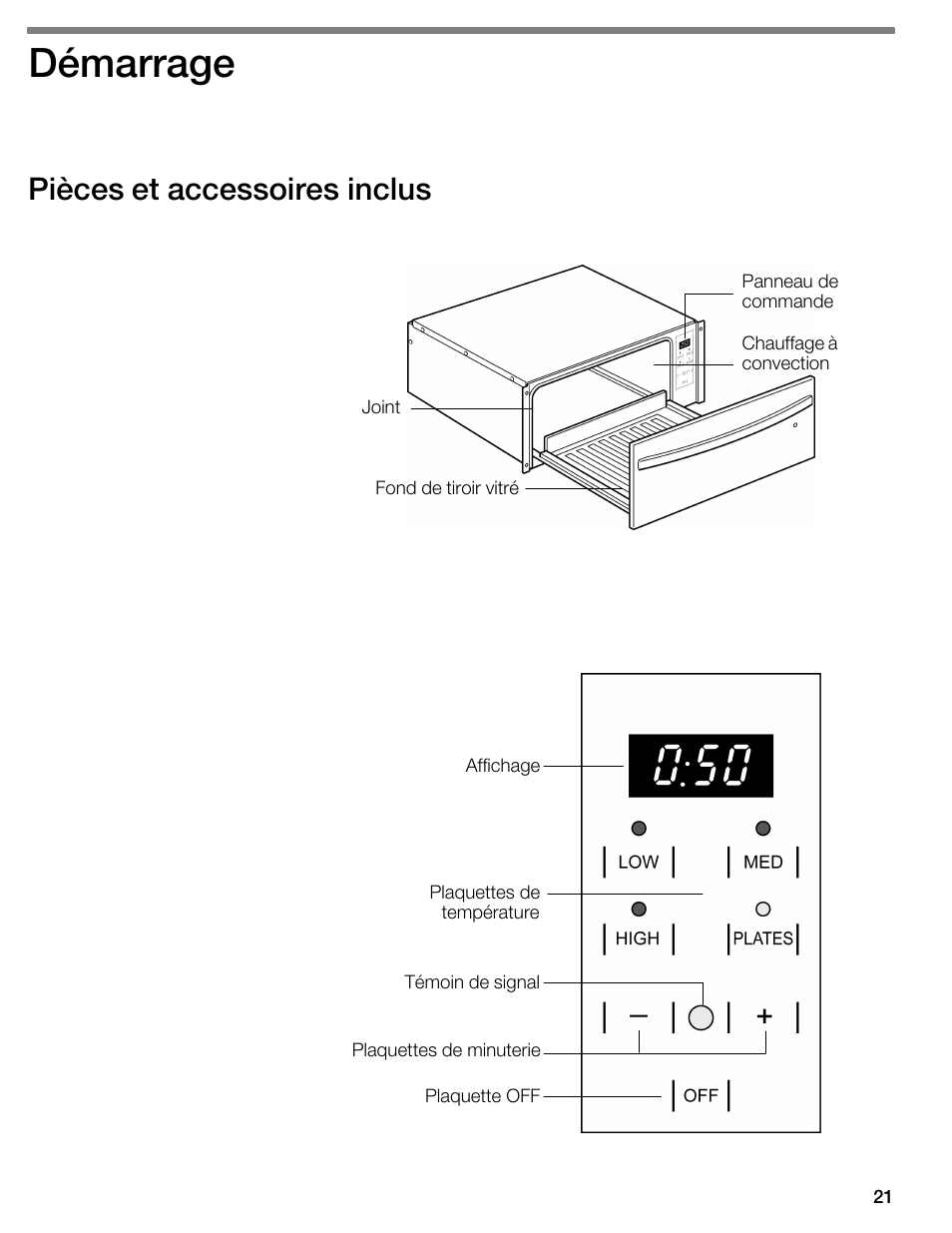 Démarrage, Pièces et accessoires inclus | Thermador WDC36 User Manual | Page 21 / 44