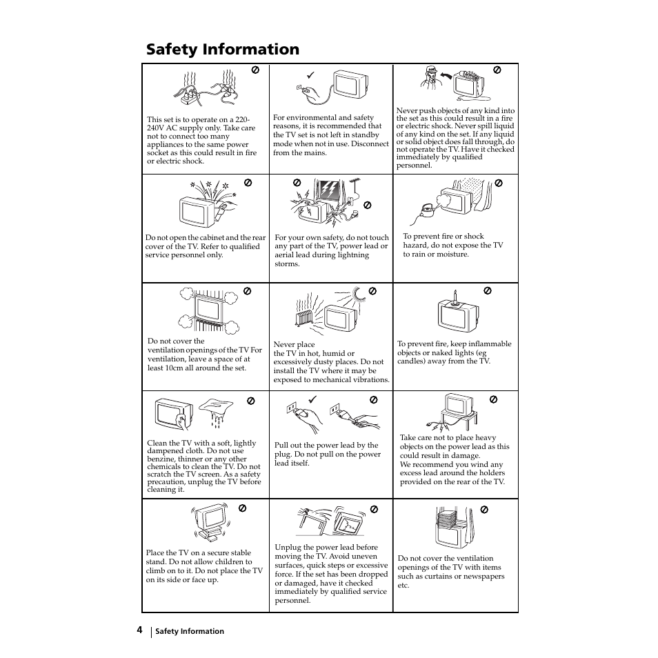 Safety information | Sony KV-21LS30K User Manual | Page 3 / 116