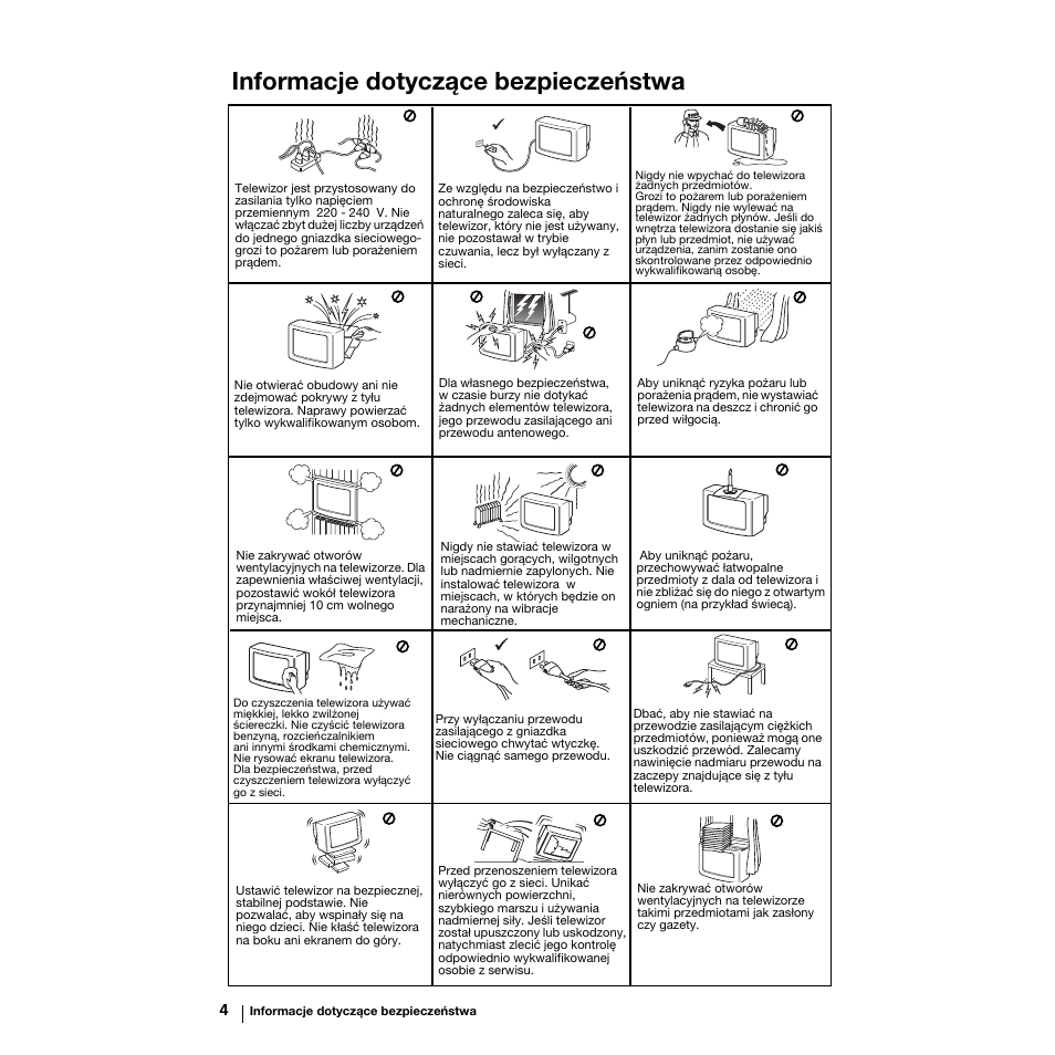 Informacje dotyczące bezpieczeństwa | Sony KV-21LS30K User Manual | Page 79 / 116