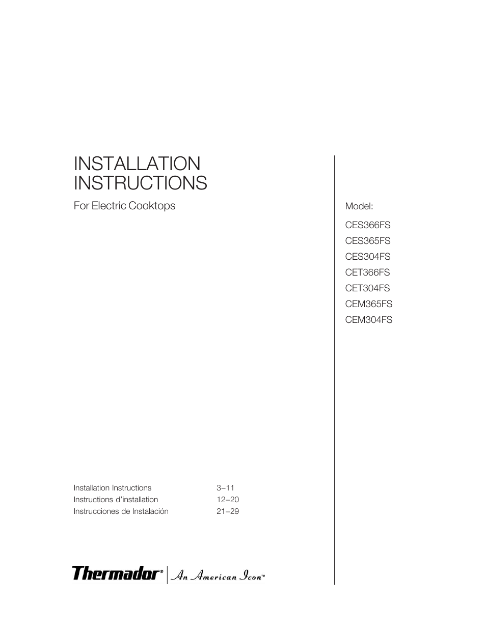 Thermador CES366FS User Manual | 32 pages