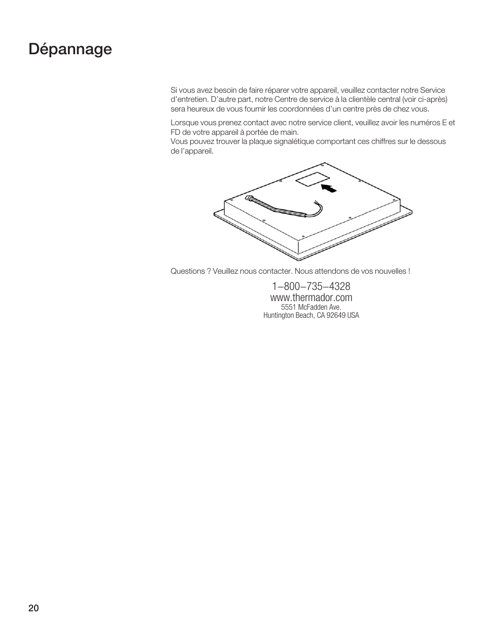 Dépannage | Thermador CES366FS User Manual | Page 20 / 32