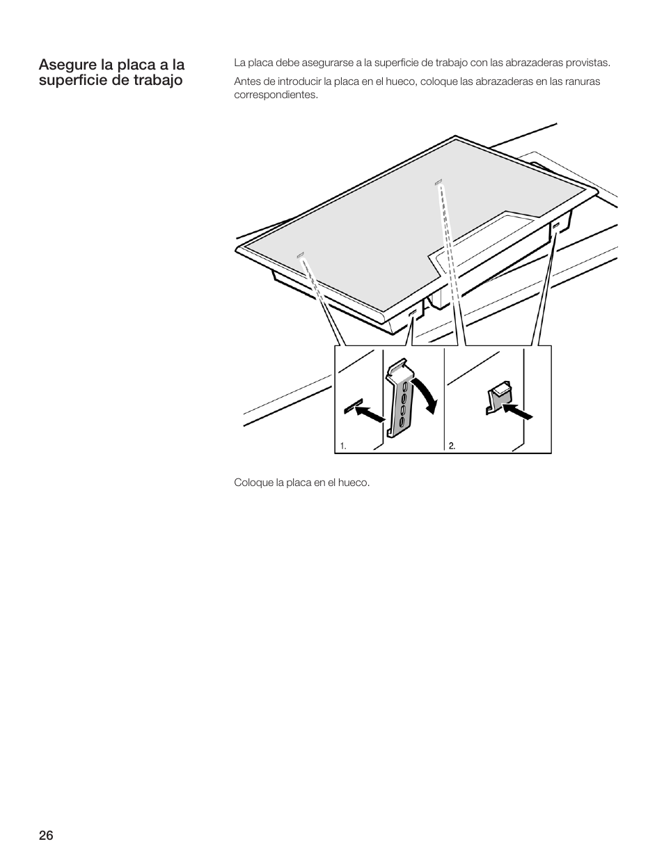 Asegure la placa a la superficie de trabajo | Thermador CES366FS User Manual | Page 26 / 32
