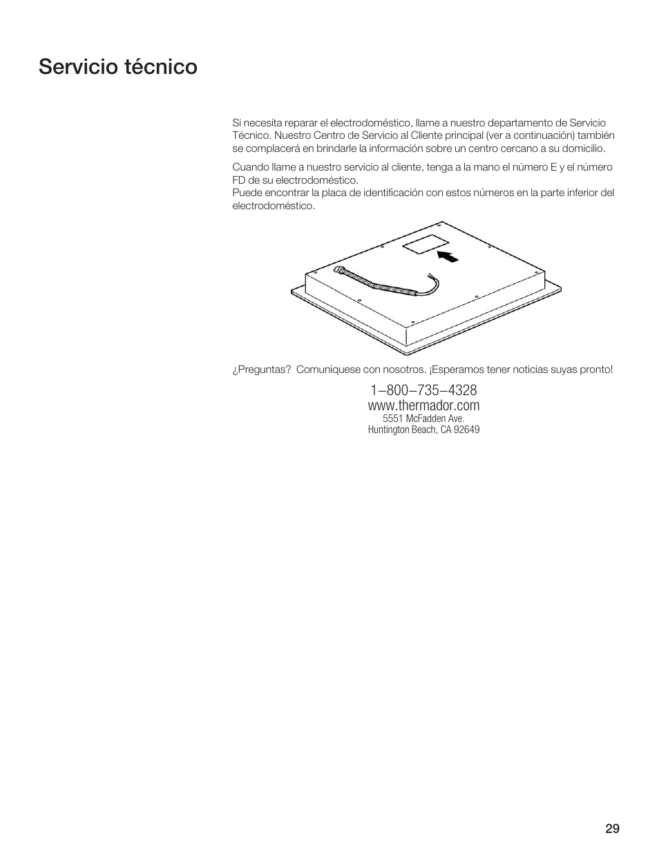 Servicio técnico | Thermador CES366FS User Manual | Page 29 / 32
