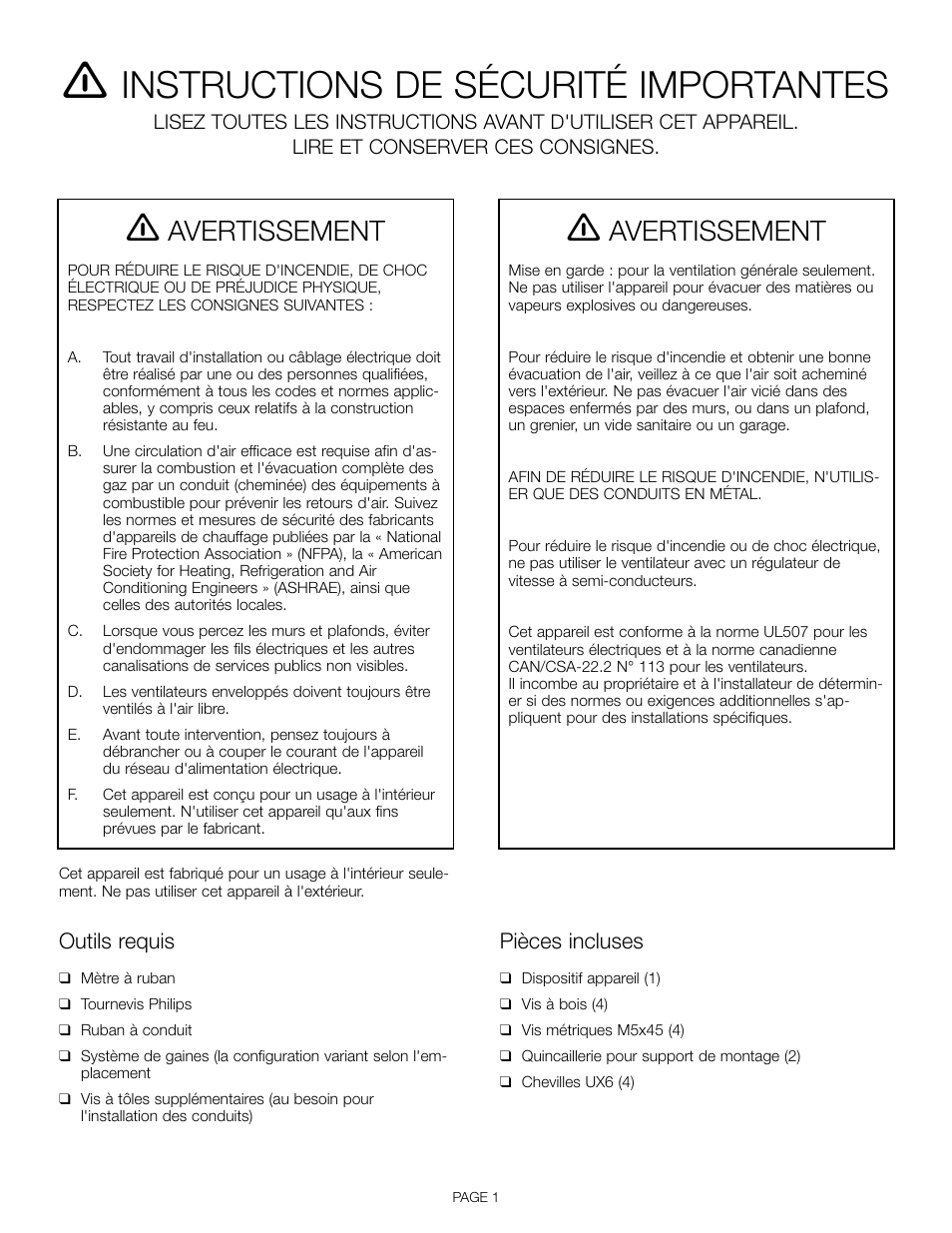 Instructions de sécurité importantes, Avertissement | Thermador VCI 230/236/248 DS User Manual | Page 11 / 28