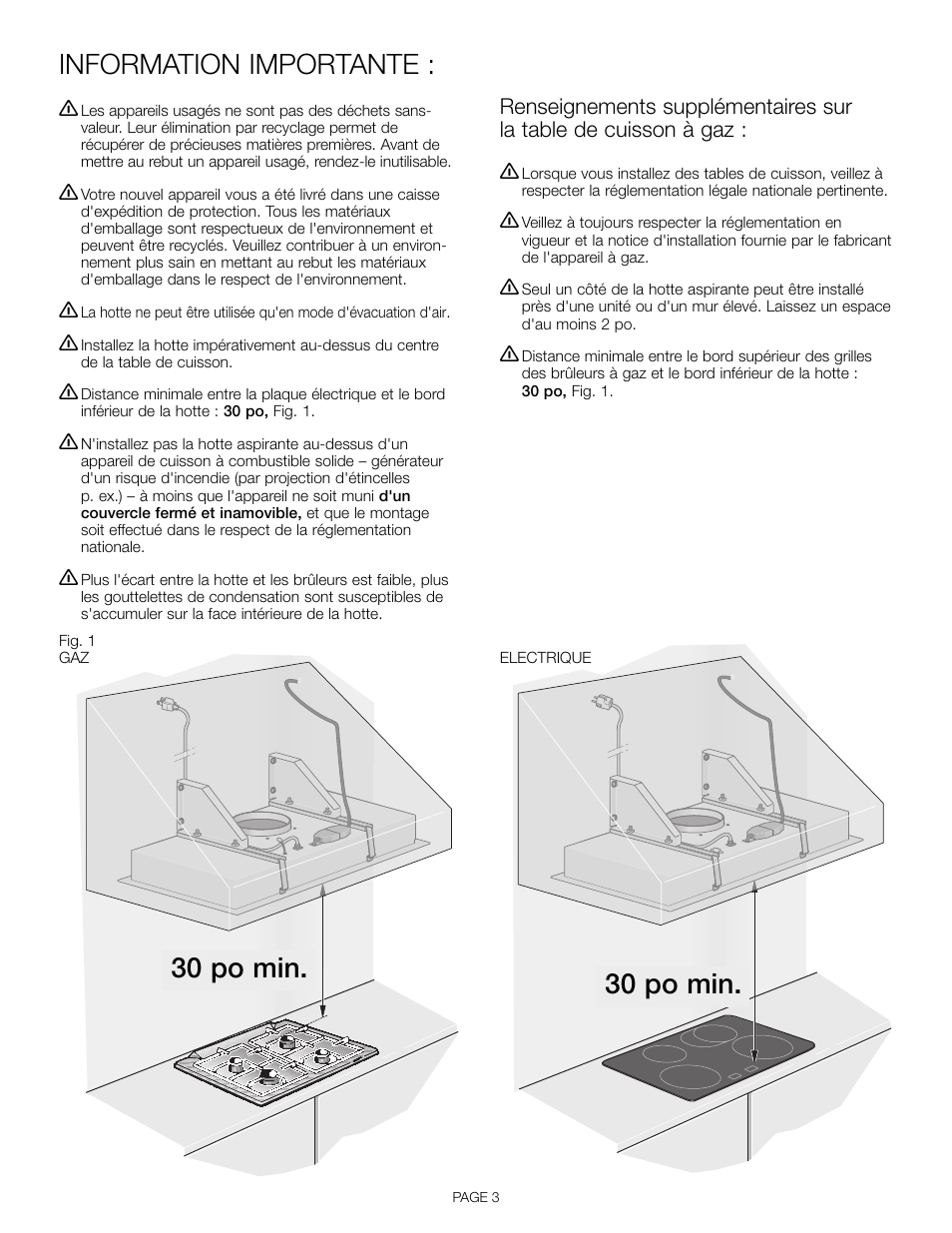 Information importante, 30 po min | Thermador VCI 230/236/248 DS User Manual | Page 13 / 28