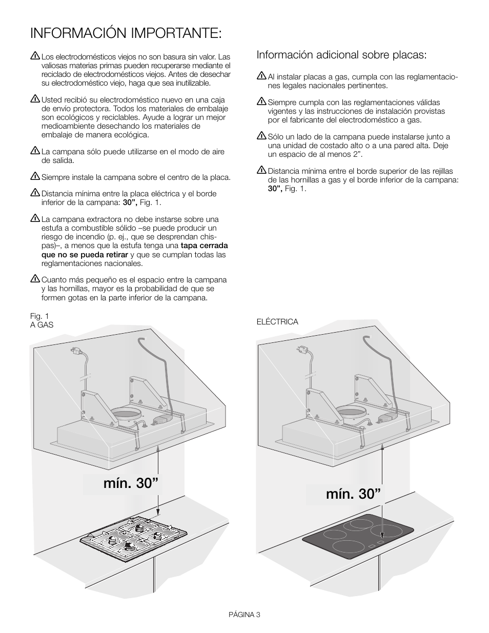 Información importante, Mín. 30” mнn. 30 | Thermador VCI 230/236/248 DS User Manual | Page 21 / 28