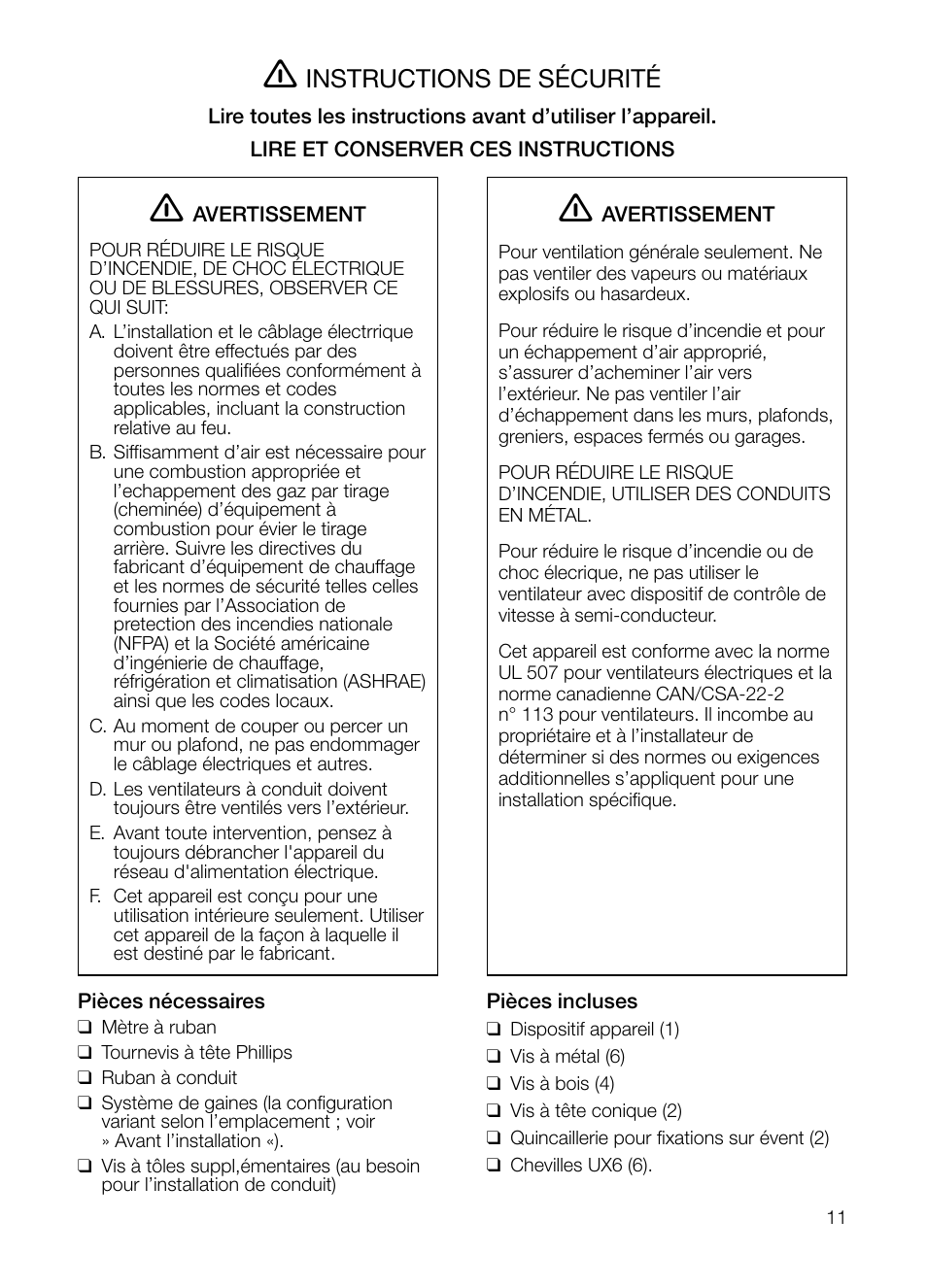 Instructions de sécurité | Thermador HMCN36FS User Manual | Page 11 / 32