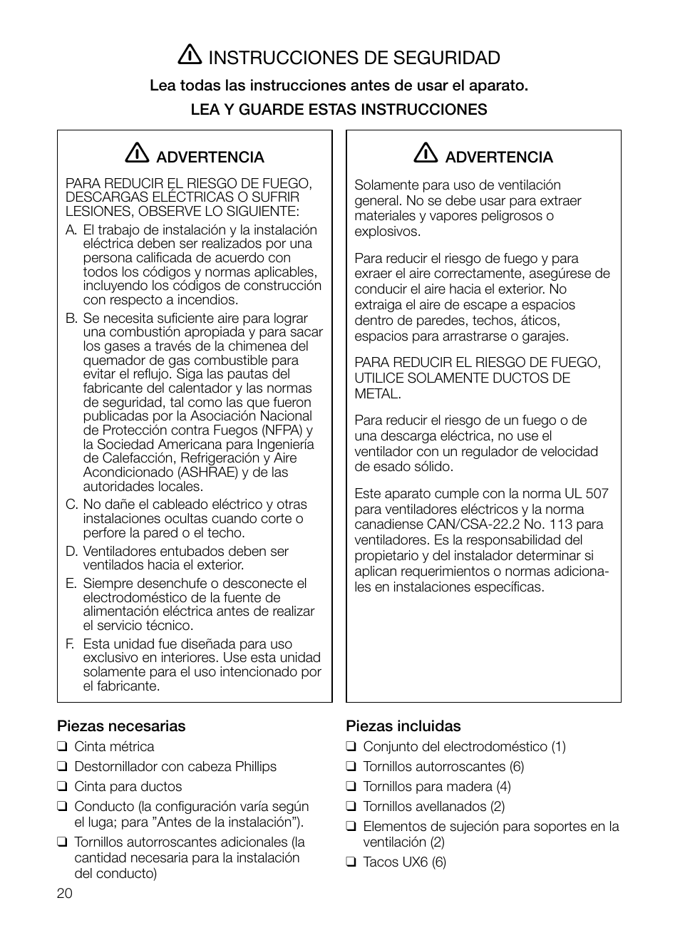 Instrucciones de seguridad | Thermador HMCN36FS User Manual | Page 20 / 32