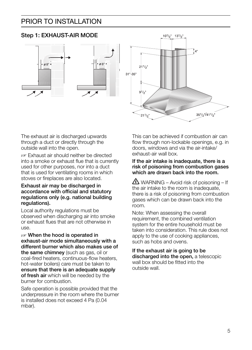 Prior to installation | Thermador HMCN36FS User Manual | Page 5 / 32