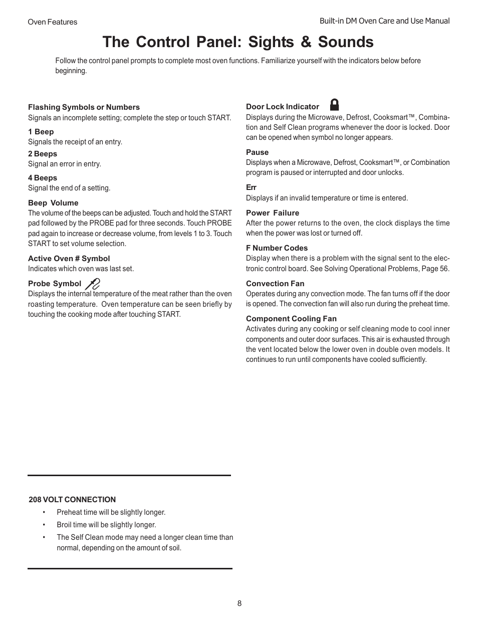 The control panel: sights & sounds | Thermador DM301 User Manual | Page 10 / 64