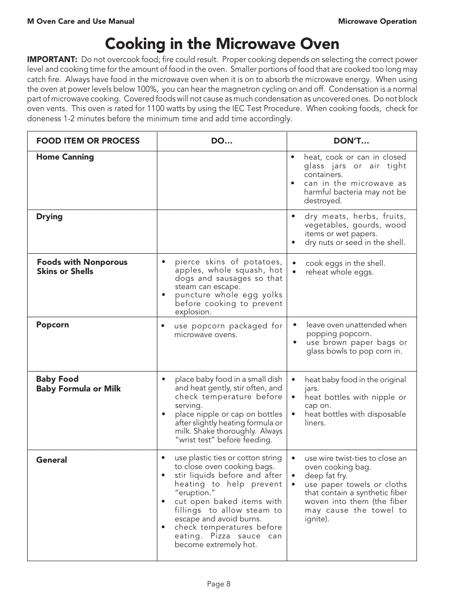 Cooking in the microwave oven | Thermador MT30B User Manual | Page 10 / 28