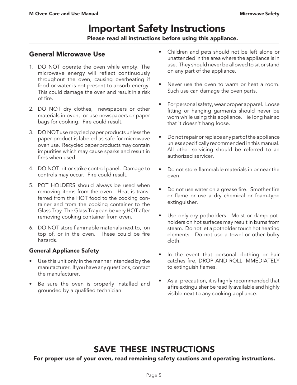 Important safety instructions, Save these instructions | Thermador MT30B User Manual | Page 7 / 28