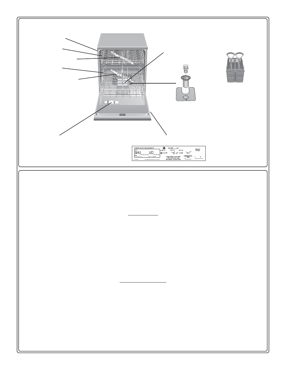 Dishwasher components, Materials | Thermador DW44FI User Manual | Page 5 / 16