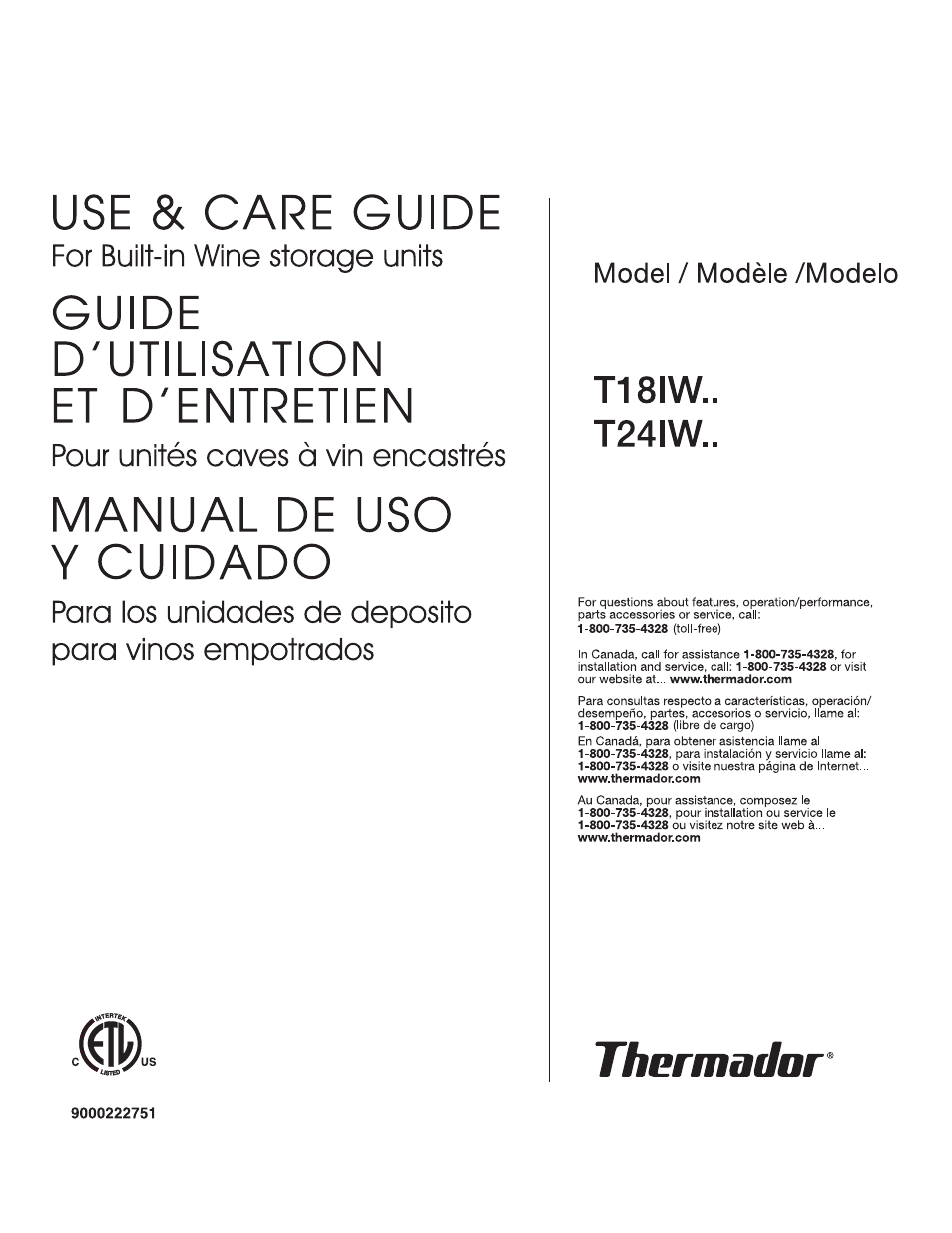 Thermador T24IW  EN User Manual | 60 pages