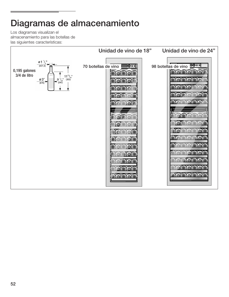 Diagramas de almacenamiento | Thermador T24IW  EN User Manual | Page 52 / 60