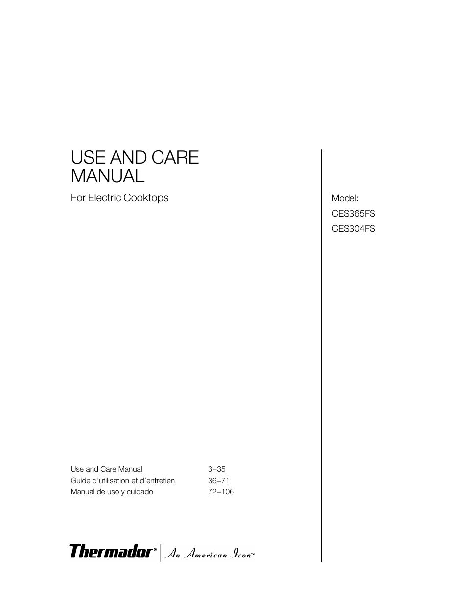 Thermador CES304FS User Manual | 108 pages
