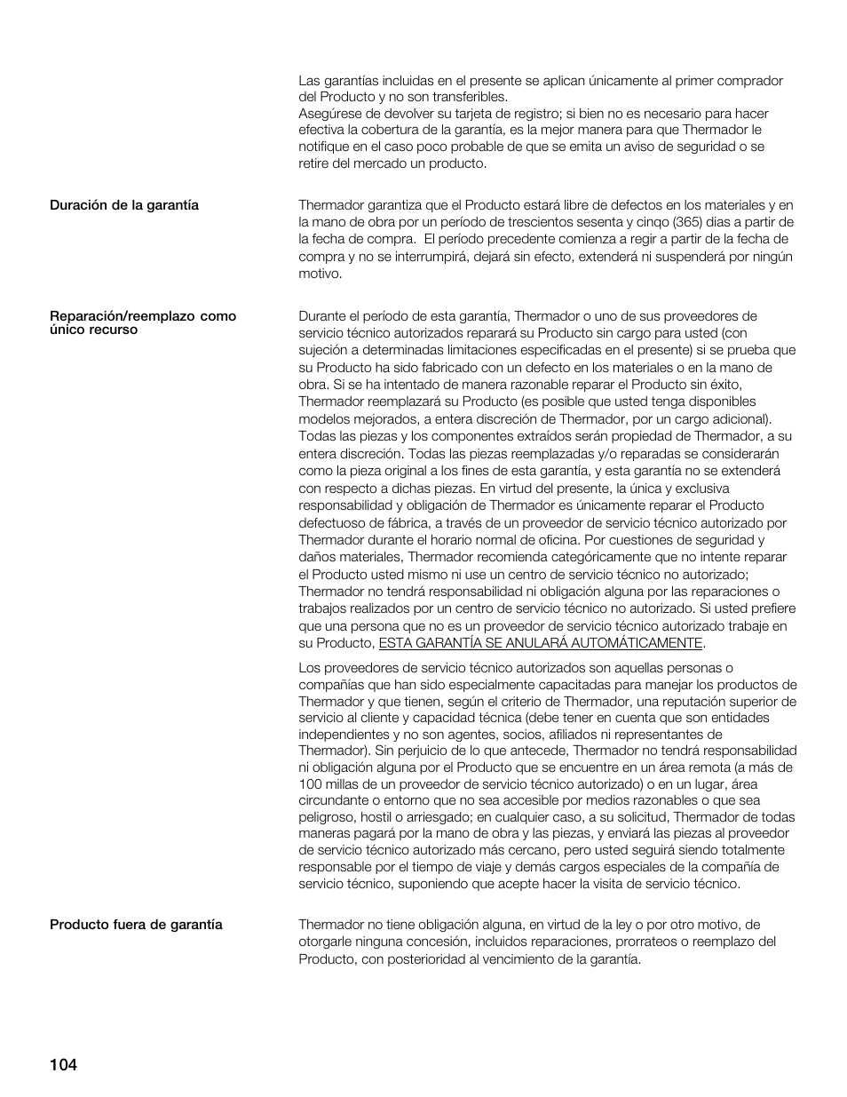 Thermador CES304FS User Manual | Page 104 / 108