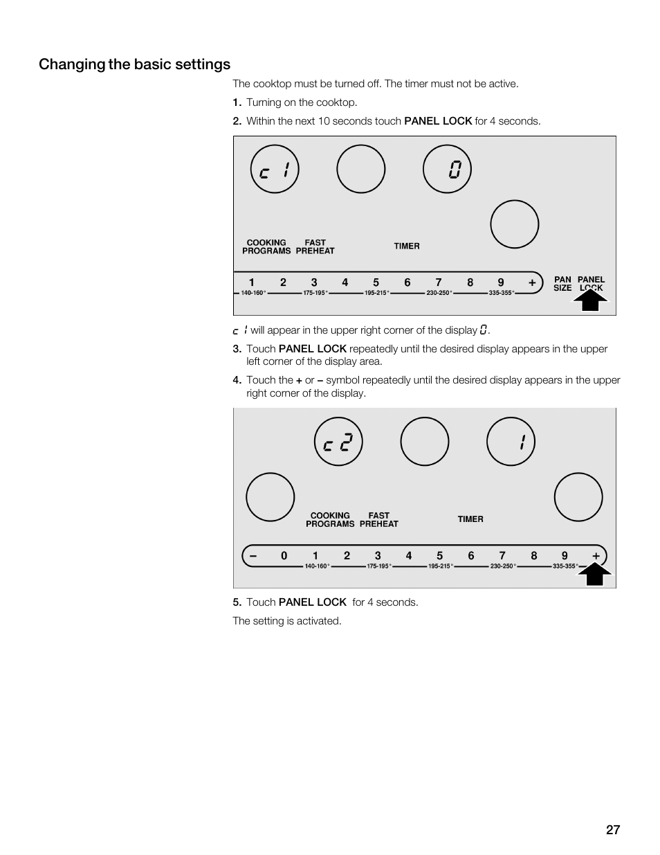 Changing the basic settings | Thermador CES304FS User Manual | Page 27 / 108