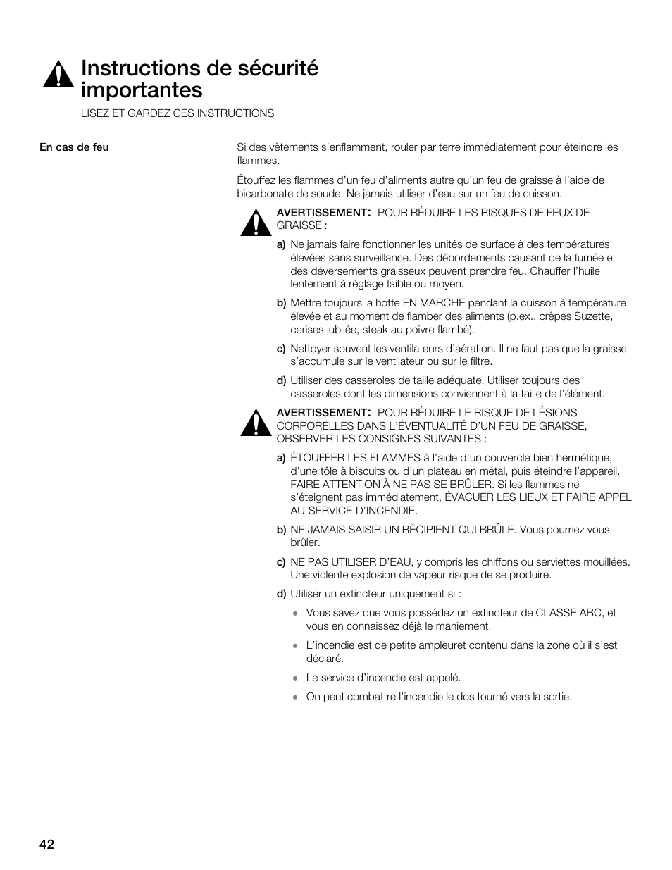 Instructions de sécurité importantes | Thermador CES304FS User Manual | Page 42 / 108