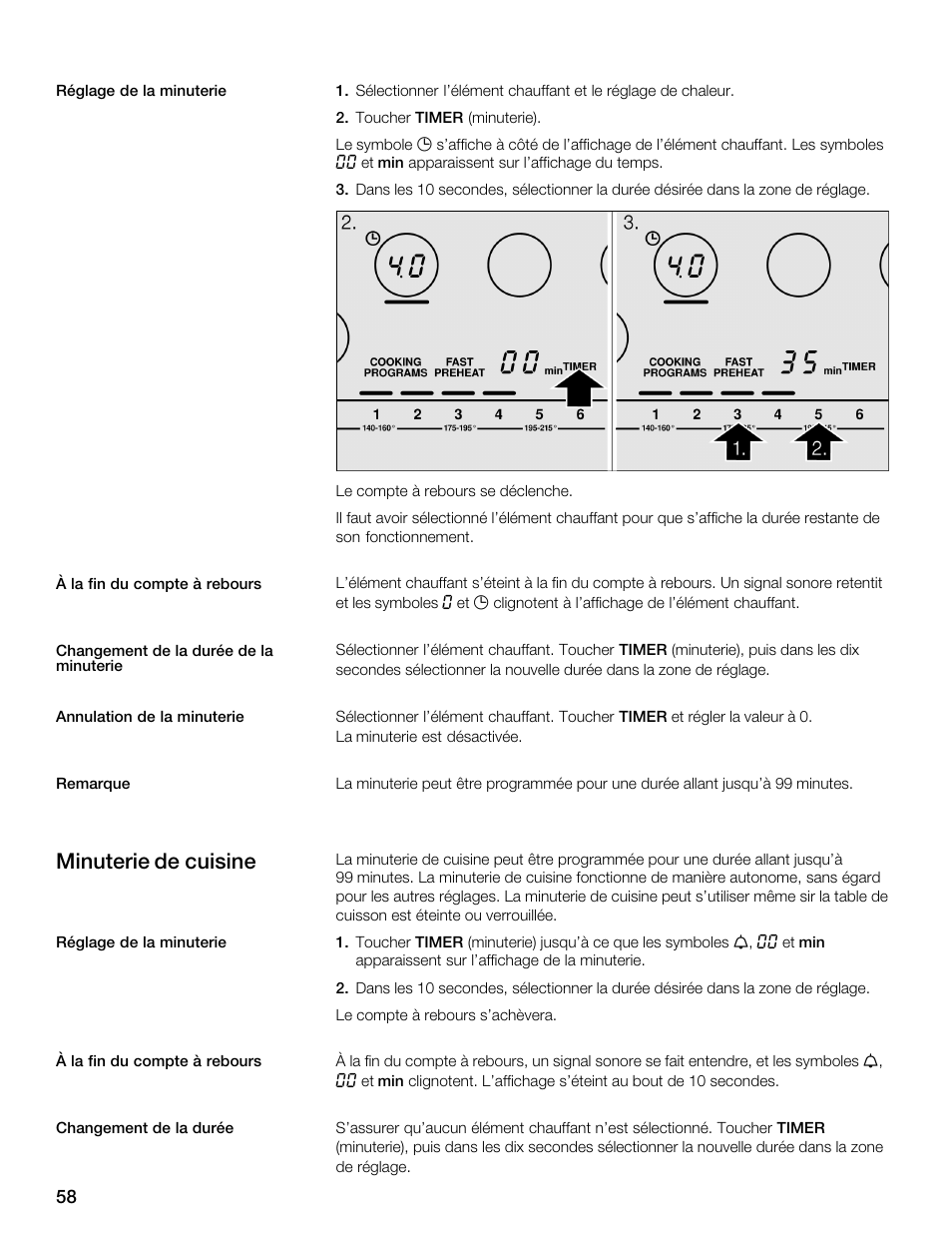 Minuterie de cuisine | Thermador CES304FS User Manual | Page 58 / 108