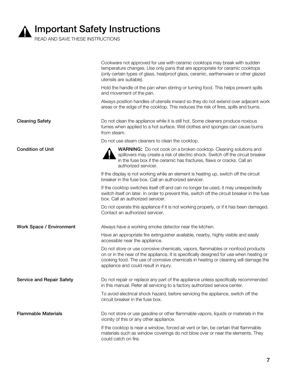 Important safety instructions | Thermador CES304FS User Manual | Page 7 / 108