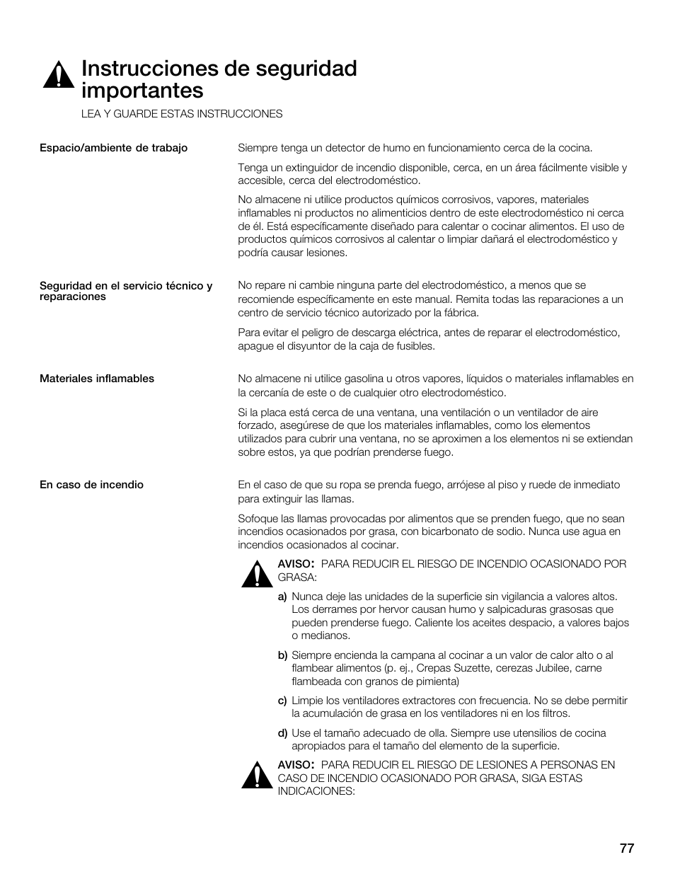 Instrucciones de seguridad importantes | Thermador CES304FS User Manual | Page 77 / 108