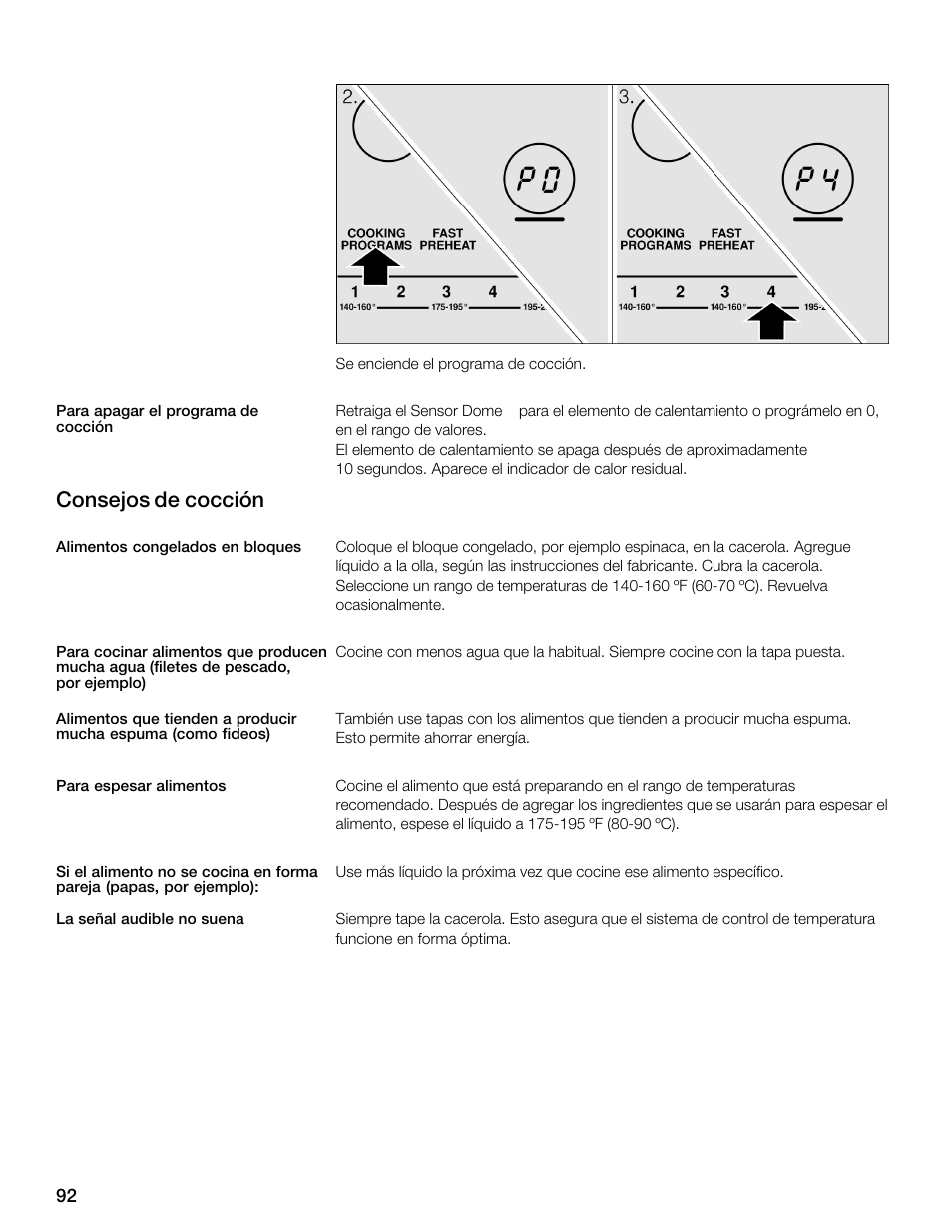 Consejos de cocción | Thermador CES304FS User Manual | Page 92 / 108