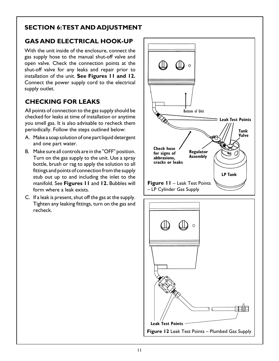 Gas and electrical hook-up, Checking for leaks | Thermador SB2B User Manual | Page 13 / 19