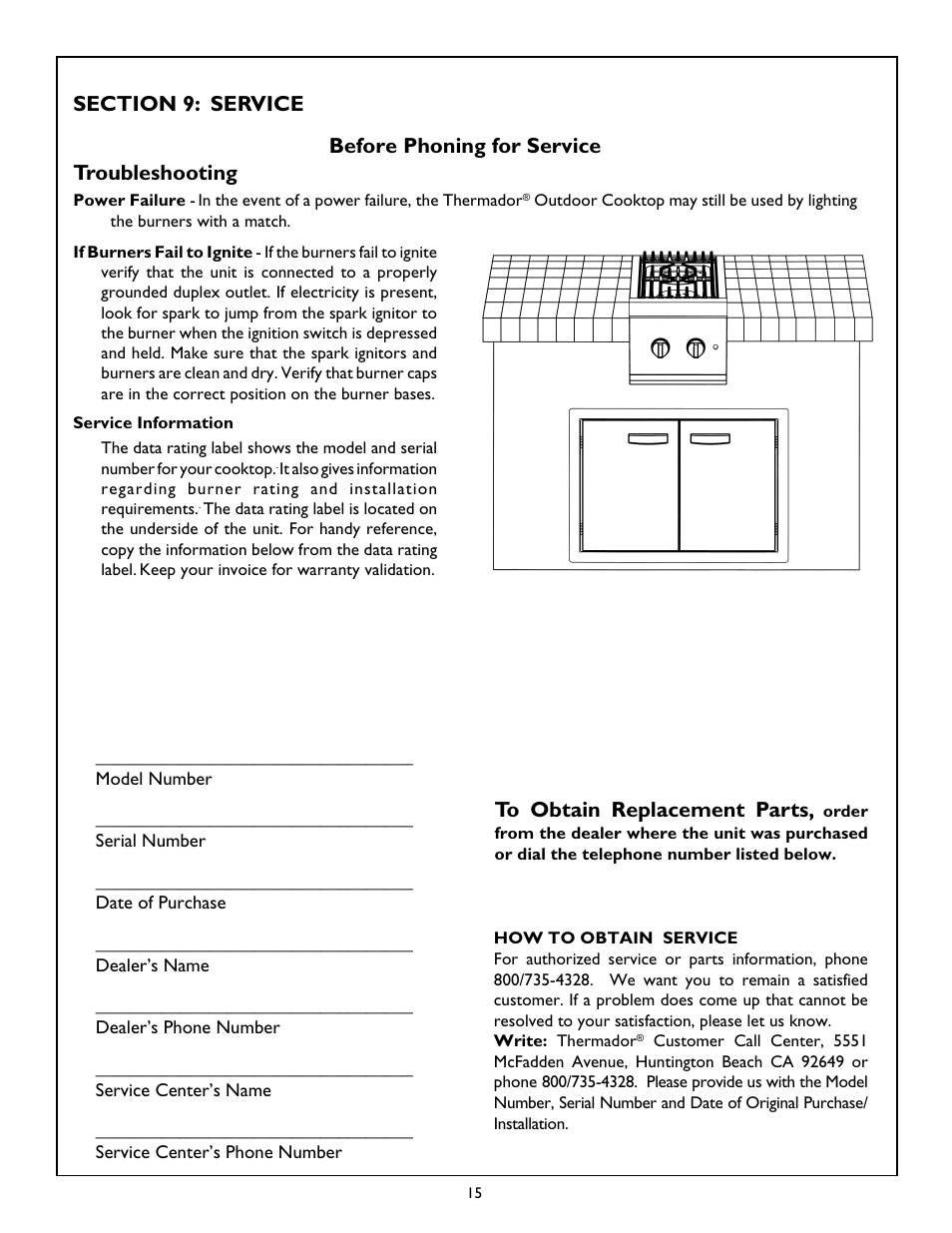 Before phoning for service troubleshooting | Thermador SB2B User Manual | Page 17 / 19