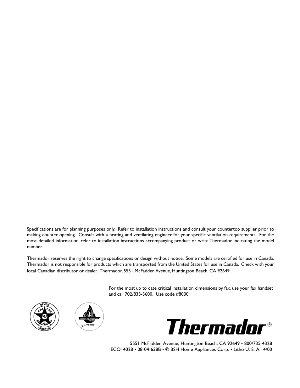 Thermador SB2B User Manual | Page 19 / 19