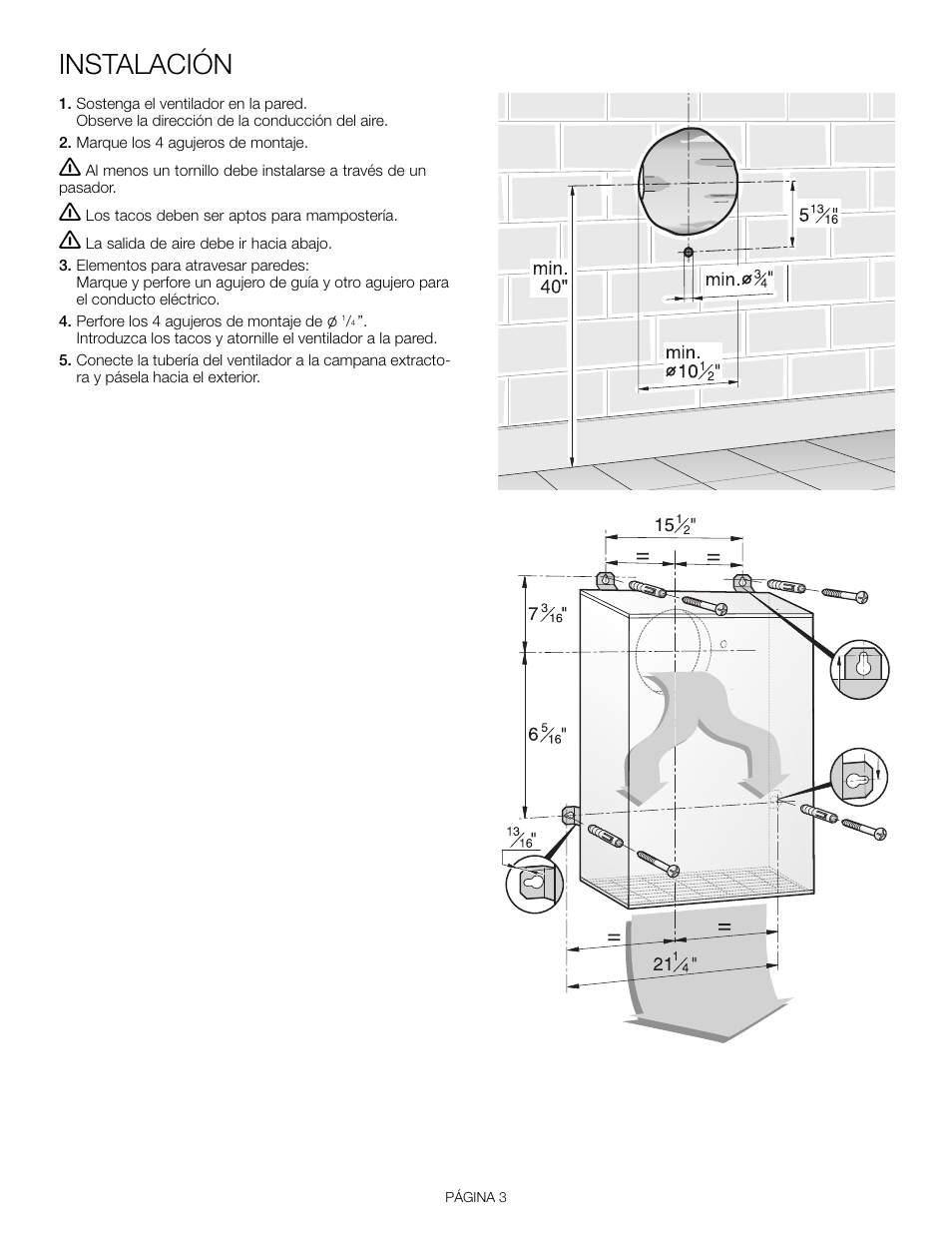Instalación | Thermador VTR1330E User Manual | Page 17 / 20