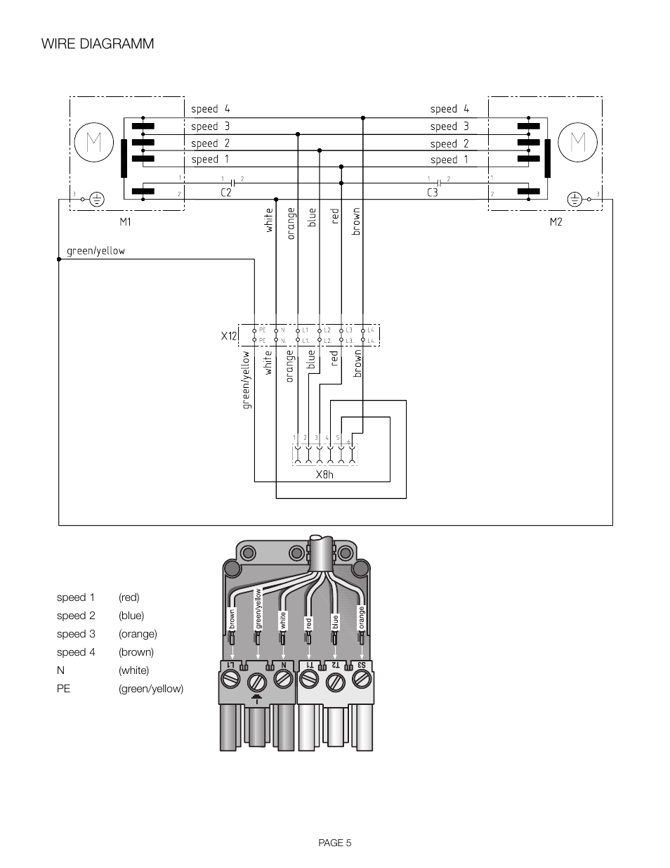 Wire diagramm | Thermador VTR1330E User Manual | Page 7 / 20