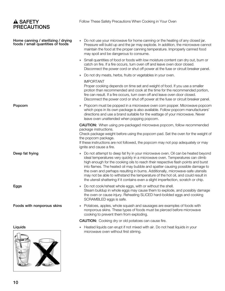 Ř safety precautions | Thermador MBESLFTD User Manual | Page 10 / 124