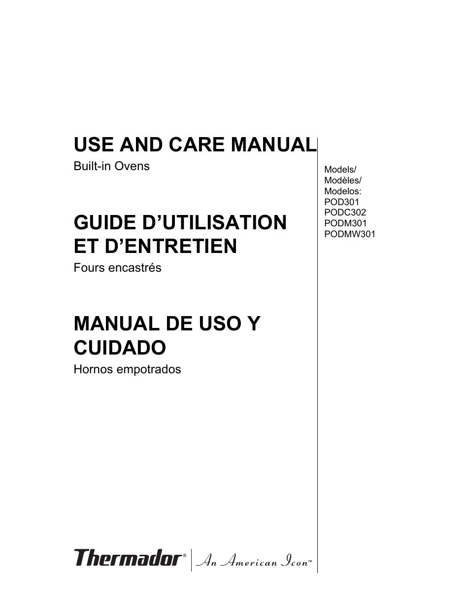 Thermador PODM301 User Manual | 108 pages