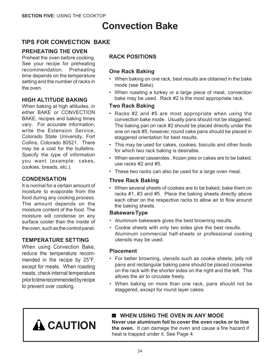 Caution, Convection bake | Thermador Pro-Harmony DP36 User Manual | Page 26 / 128